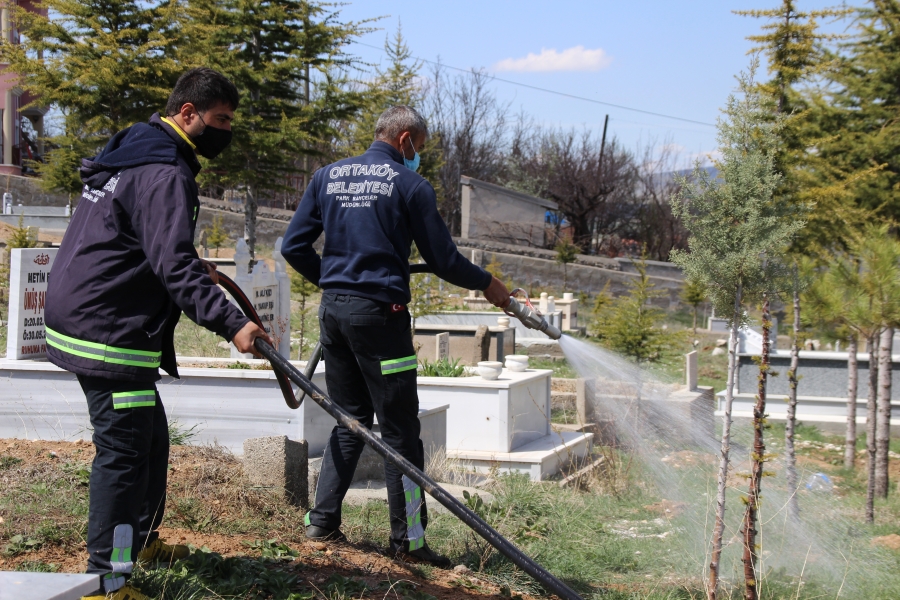 Ortaköy Belediyesi Park Bahçe ve Mezarlıklar Müdürlüğü ekiplerimiz tarafından, bahar aylarının gelmesi ile birlikte mezarlık ilaçlamaları başladı.